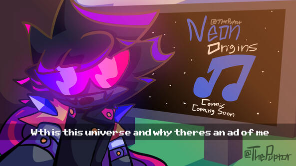 Neon selfie while travelling between universes